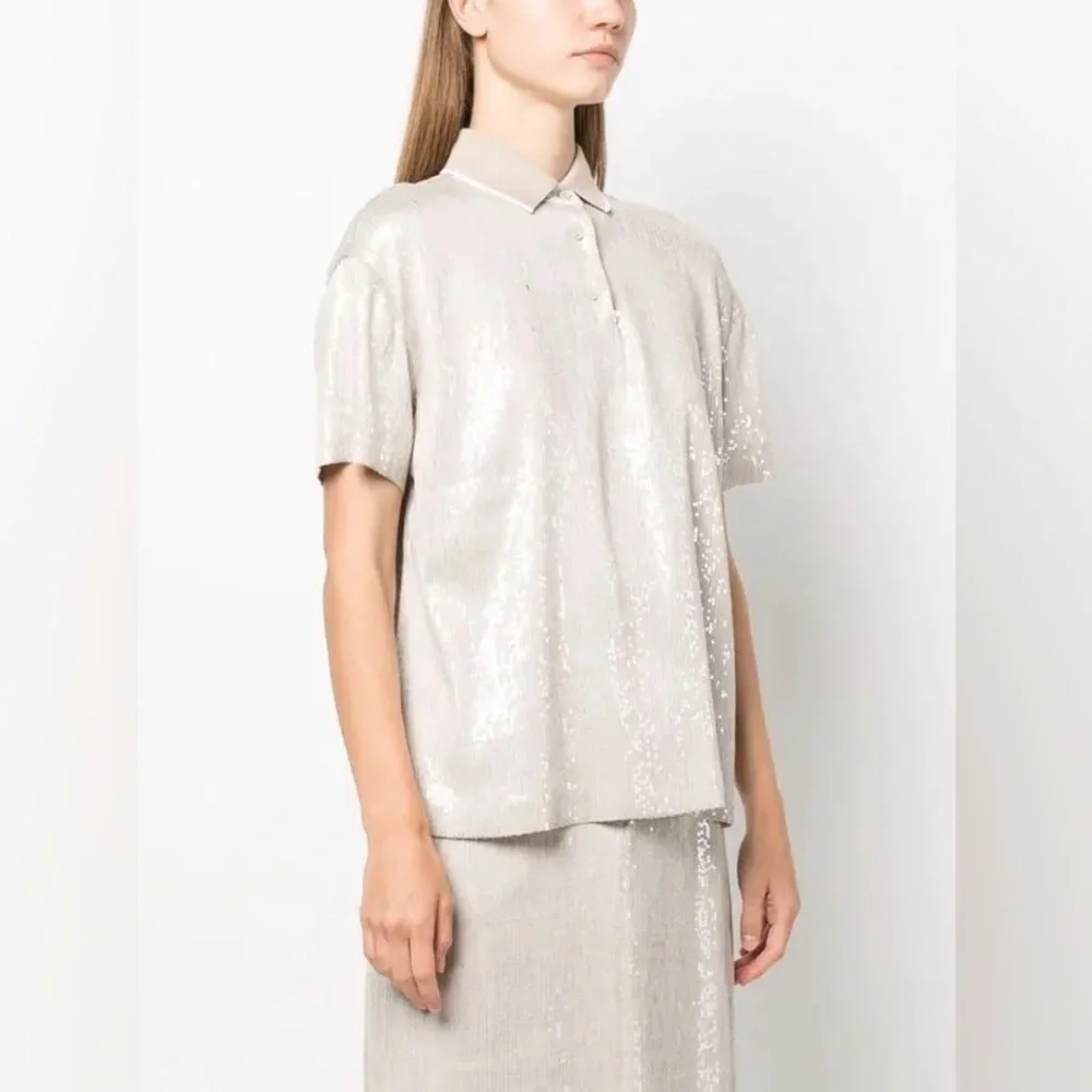 Brunello Cucinelli sequin embellishment polo T-shirt brand new with tag - Picture 6 of 12